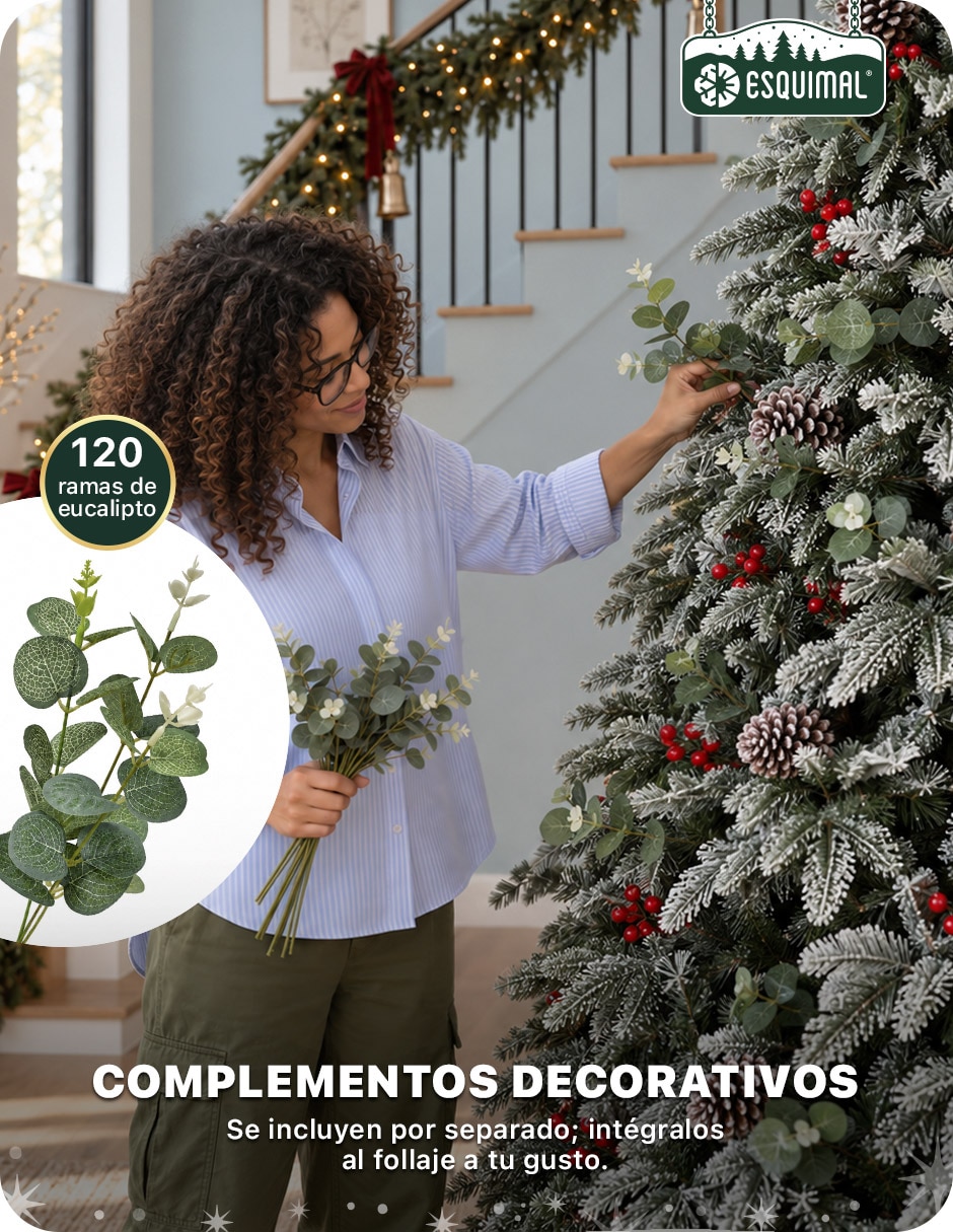 Árbol de navidad con fleco de ramas mixtas + accesorios decorativos de pvc 2