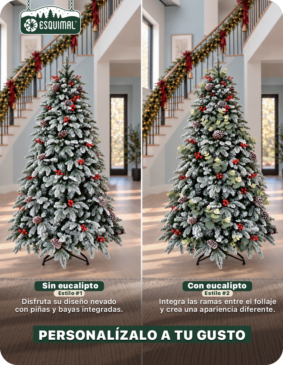 Árbol de navidad con fleco de ramas mixtas + accesorios decorativos de pvc 3