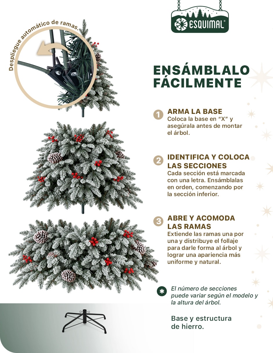 Árbol de navidad con fleco de ramas mixtas + accesorios decorativos de pvc 4