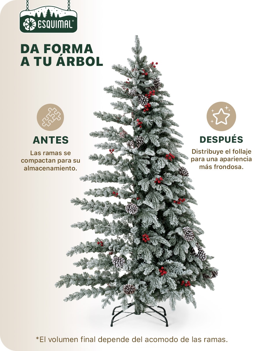 Árbol de navidad con fleco de ramas mixtas + accesorios decorativos de pvc 5