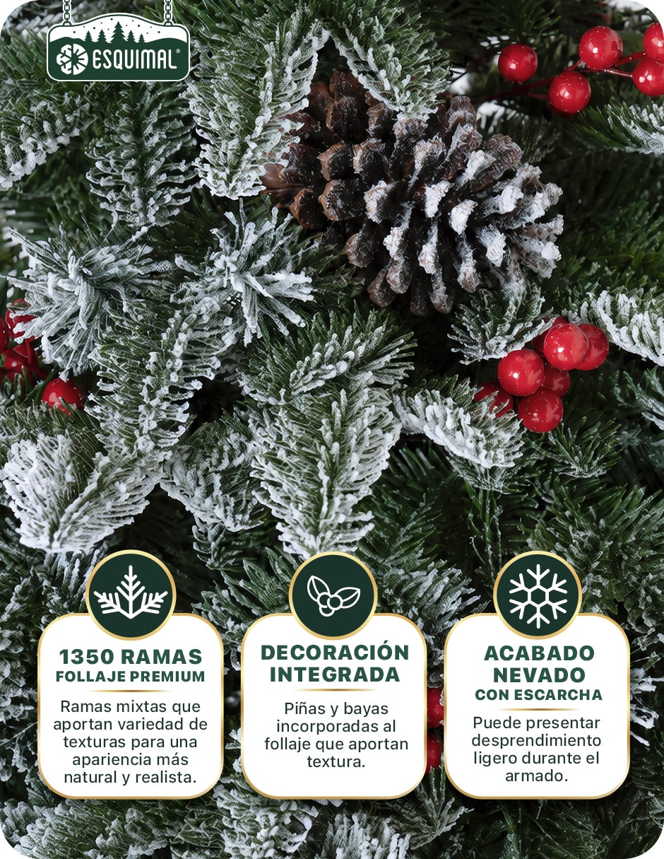 Árbol de navidad con fleco de ramas mixtas + accesorios decorativos de pvc 7