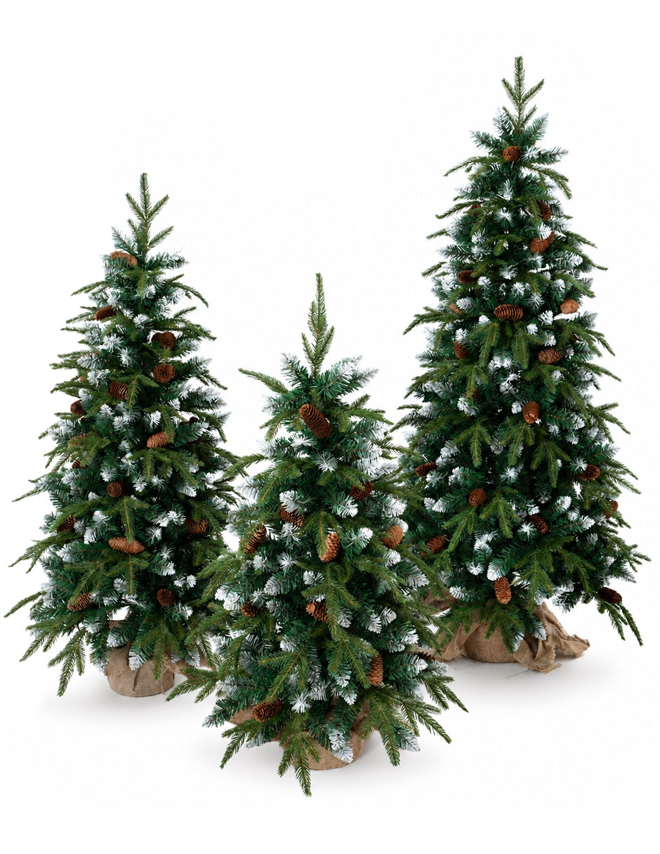 Árbol de navidad Set Nevados + Piñas decorativas de pvc