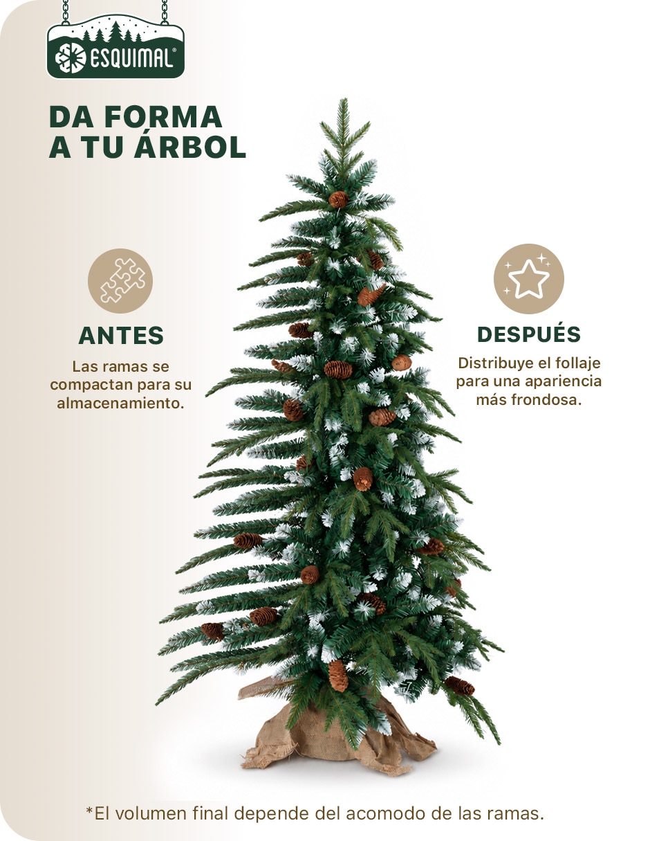 Árbol de navidad Set Nevados + Piñas decorativas de pvc 2