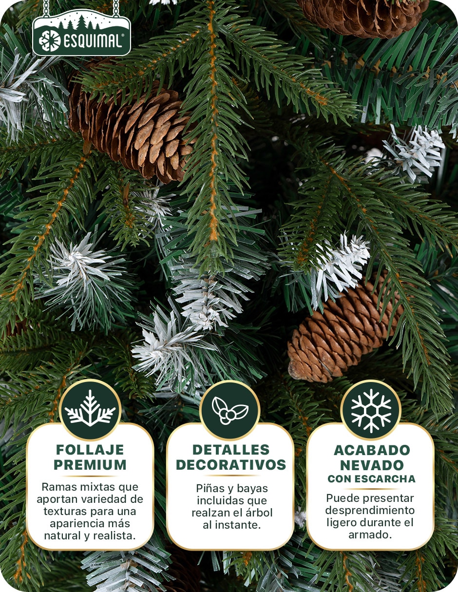 Árbol de navidad Set Nevados + Piñas decorativas de pvc 3