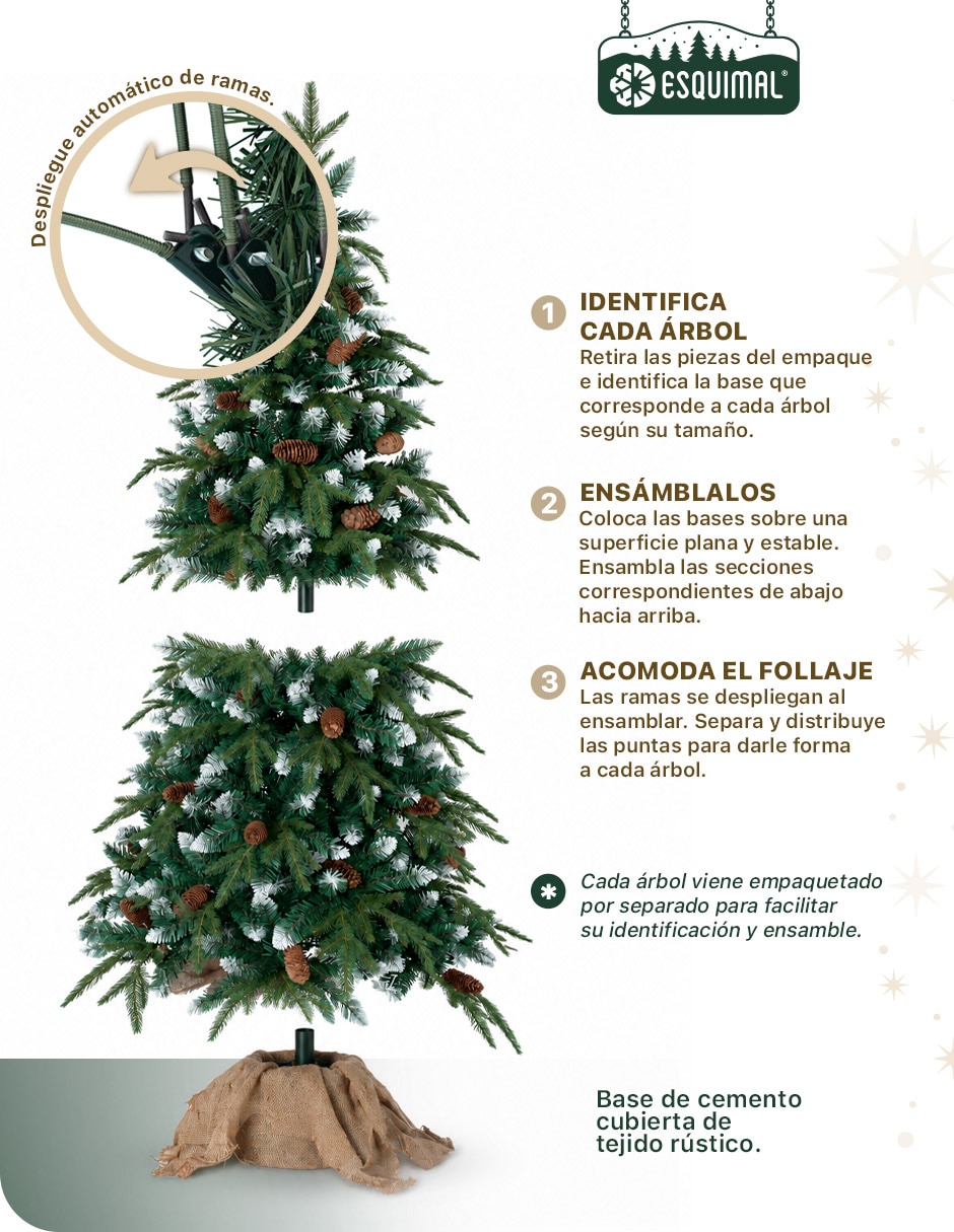 Árbol de navidad Set Nevados + Piñas decorativas de pvc 4