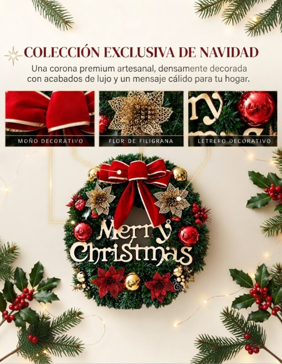 Corona navideña Corona Navideña "Merry Christmas" 5