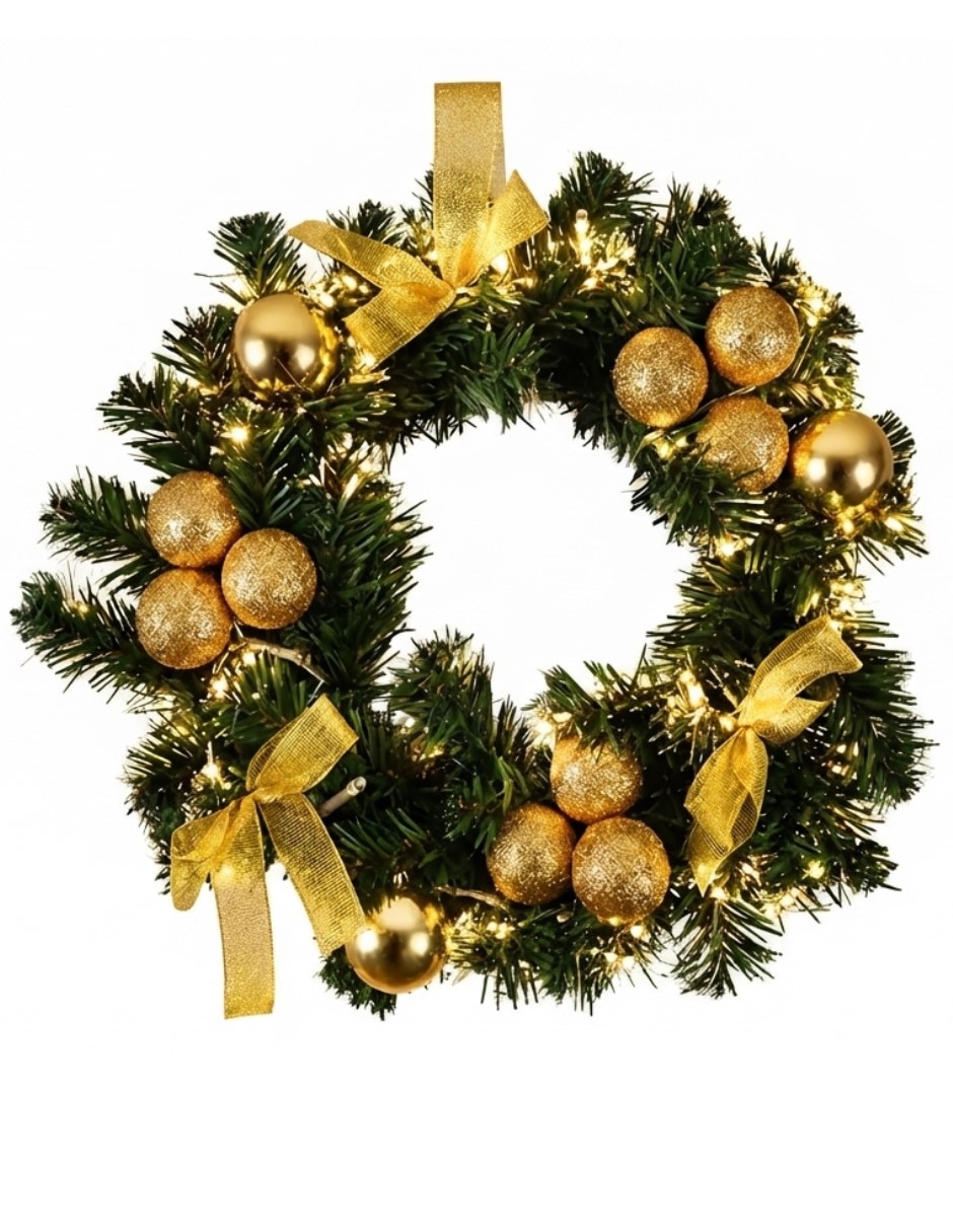 Corona navideña Decoraciones Navideñas en Tono Dorado Corona navideña Decoraciones Navideñas en Tono Dorado