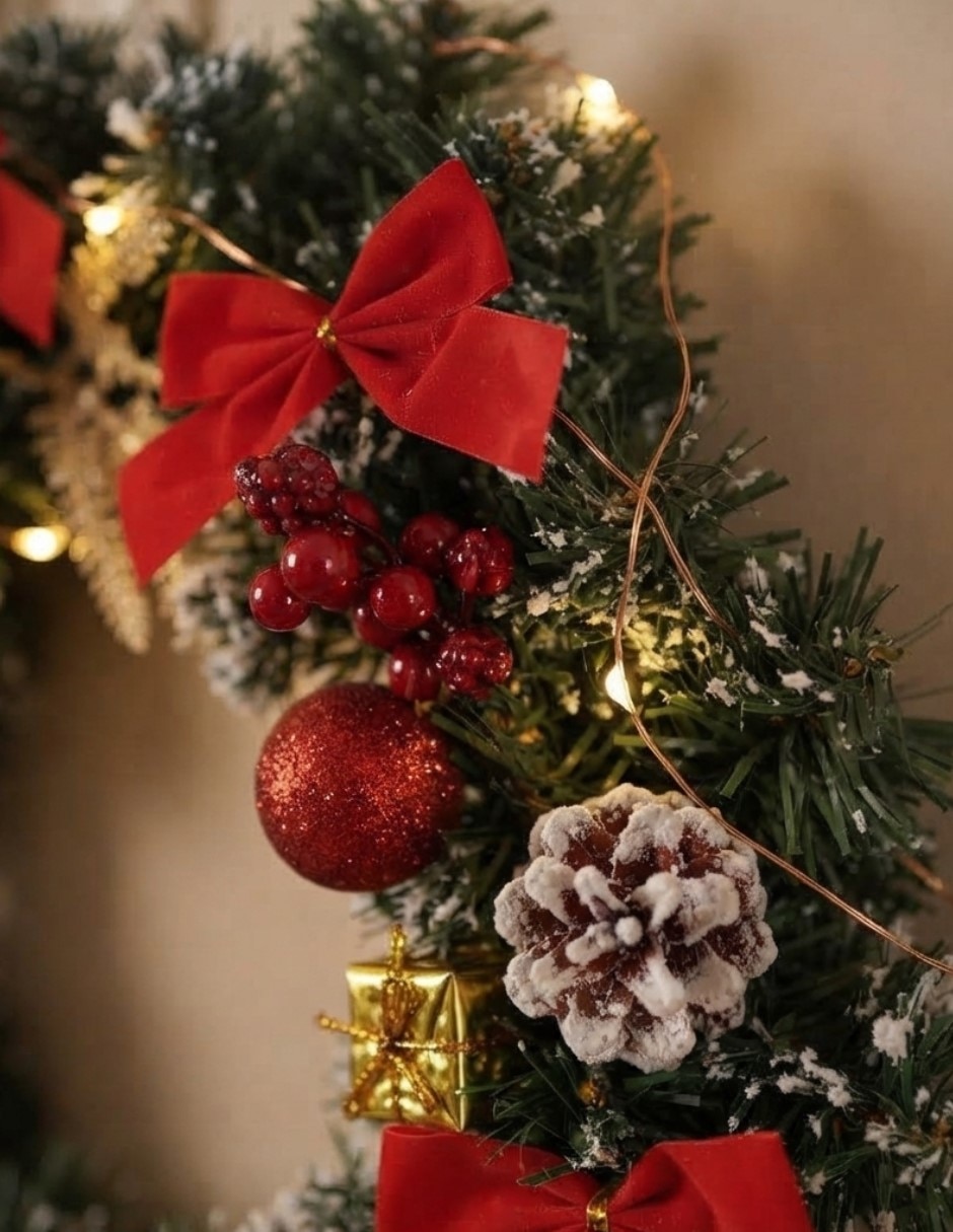 Corona navideña Decoracion Navideñas en tonos Rojo 4