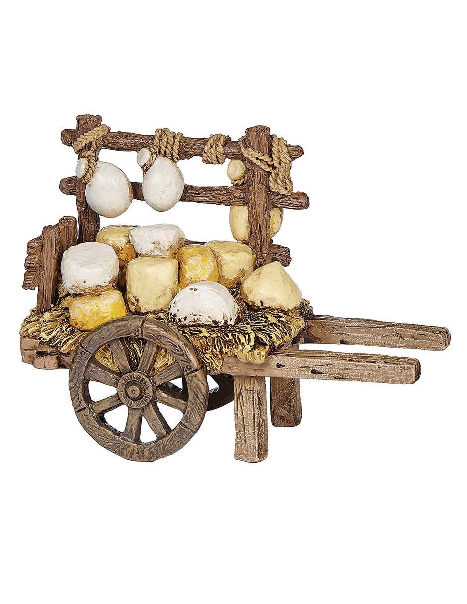 Figura decorativa de carrito carreta de quesos para nacimiento 5 de poliresina Figura decorativa de carrito carreta de quesos para nacimiento 5 de poliresina