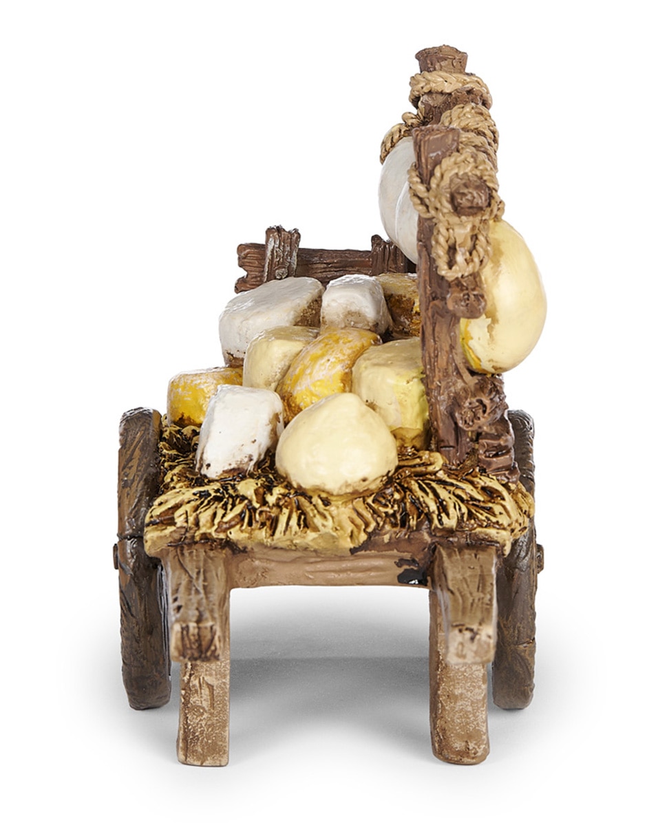 Figura decorativa de carrito carreta de quesos para nacimiento 5 de poliresina 3