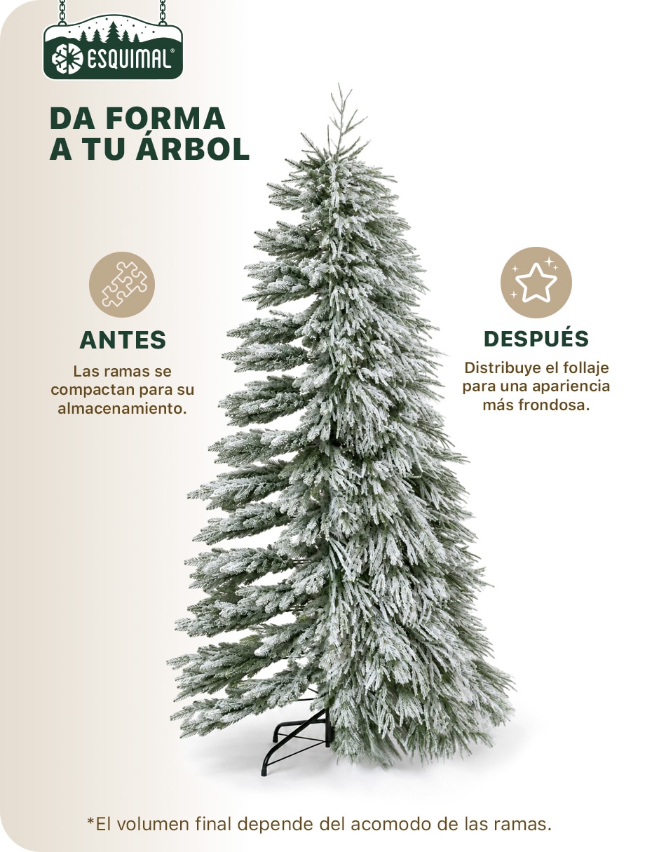 Árbol de navidad Escarchado + pampas navideñas de Sintético 2