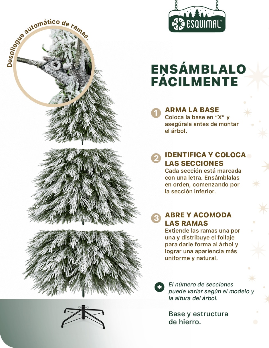 Árbol de navidad Escarchado + pampas navideñas de Sintético 4