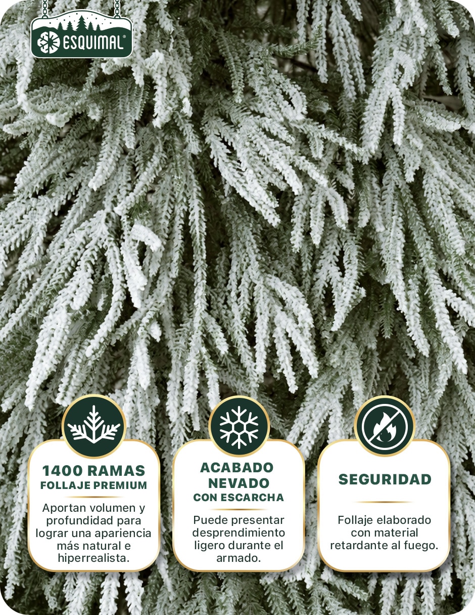 Árbol de navidad Escarchado + pampas navideñas de Sintético 7