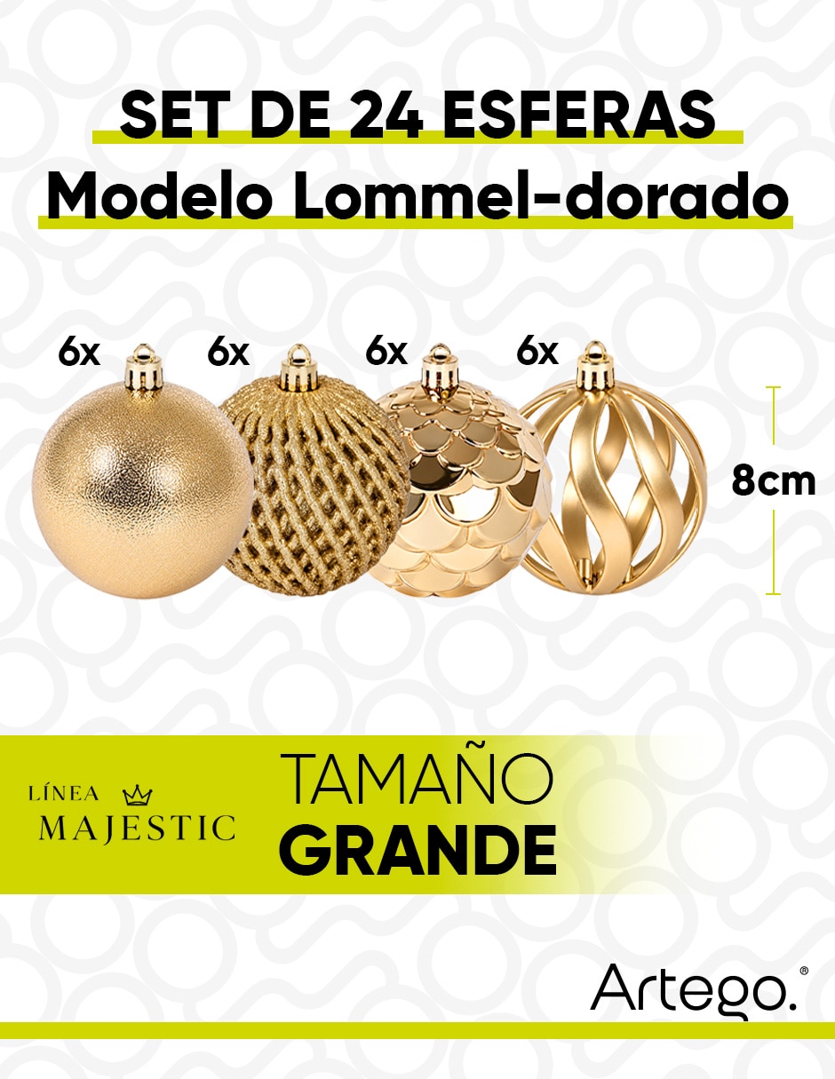 Esfera navideña línea majestic lommel con 24 piezas 6