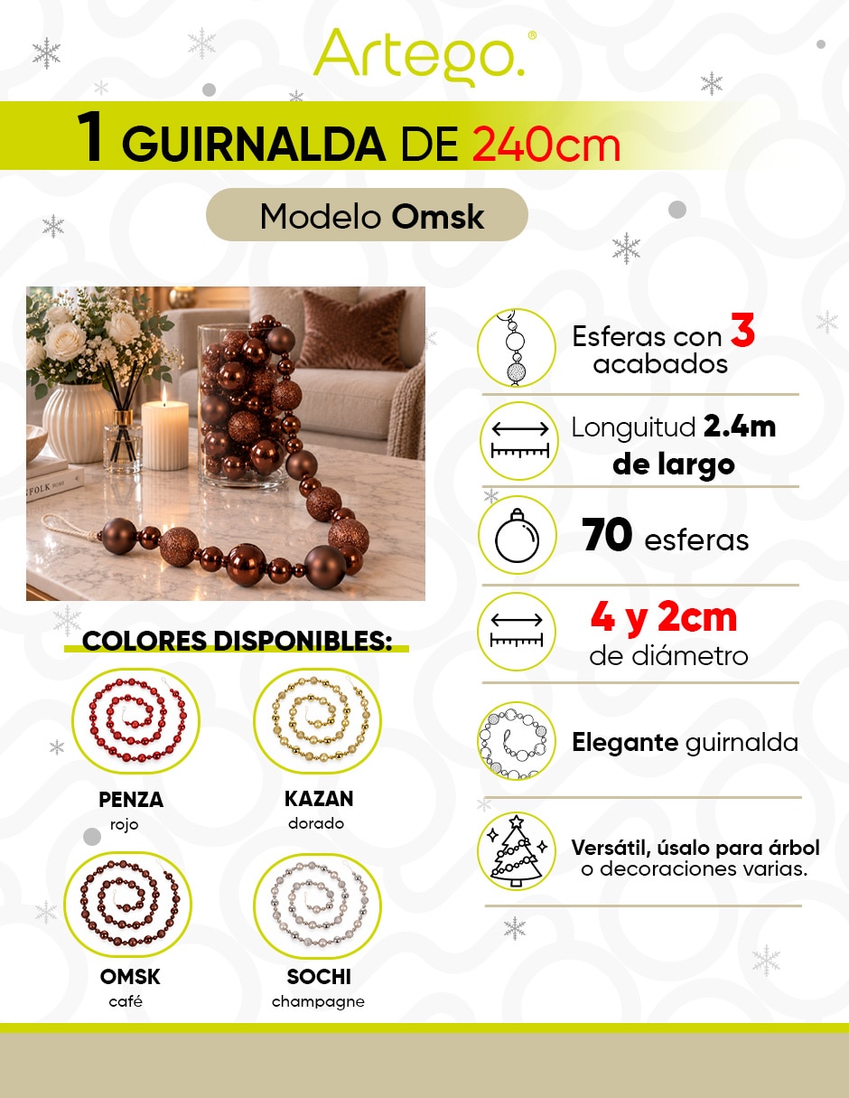 Esfera navideña guirnalda línea abundance omsk 70 esferas pequeñas 5
