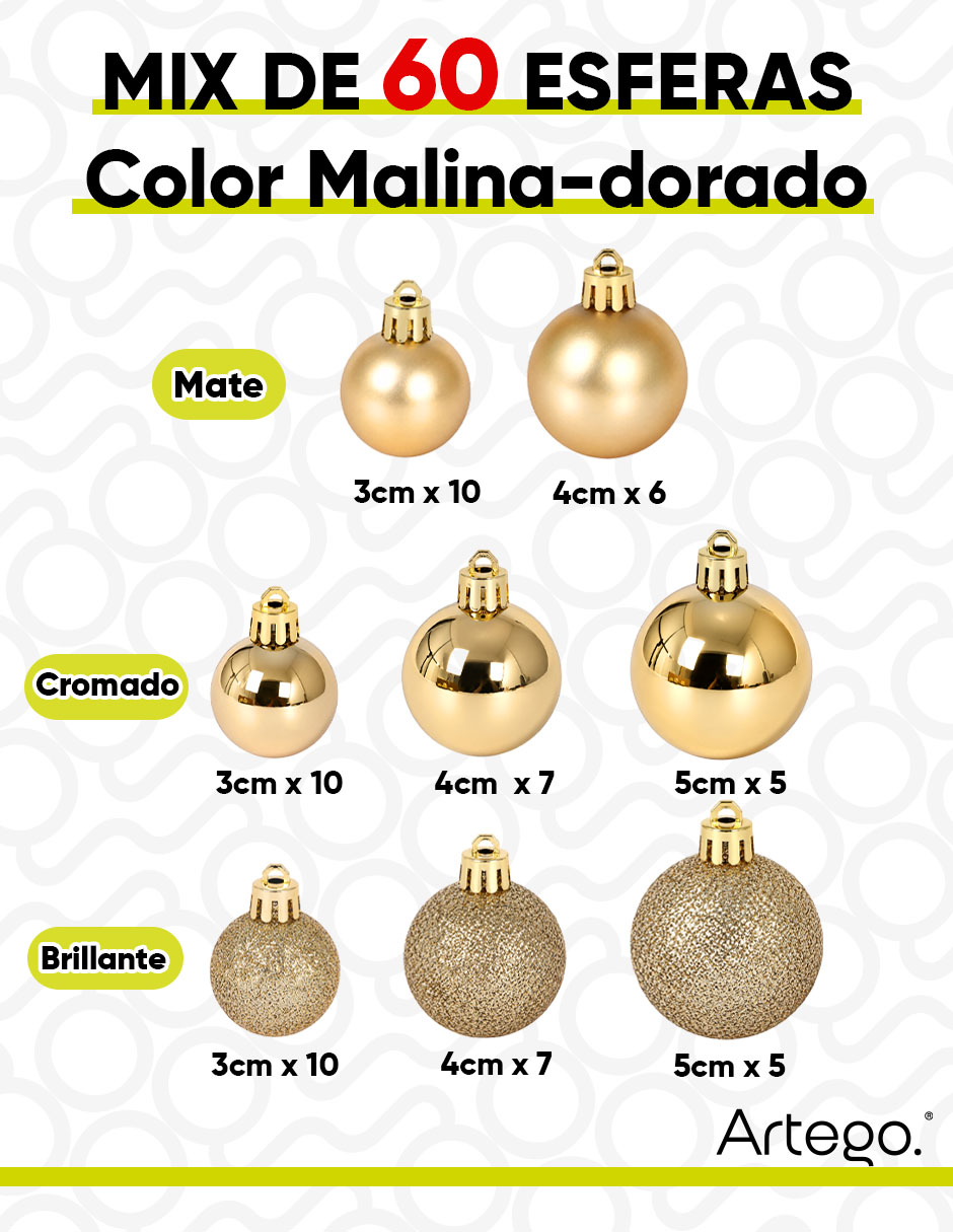Esfera navideña 60 esferas línea mix60 malina 5