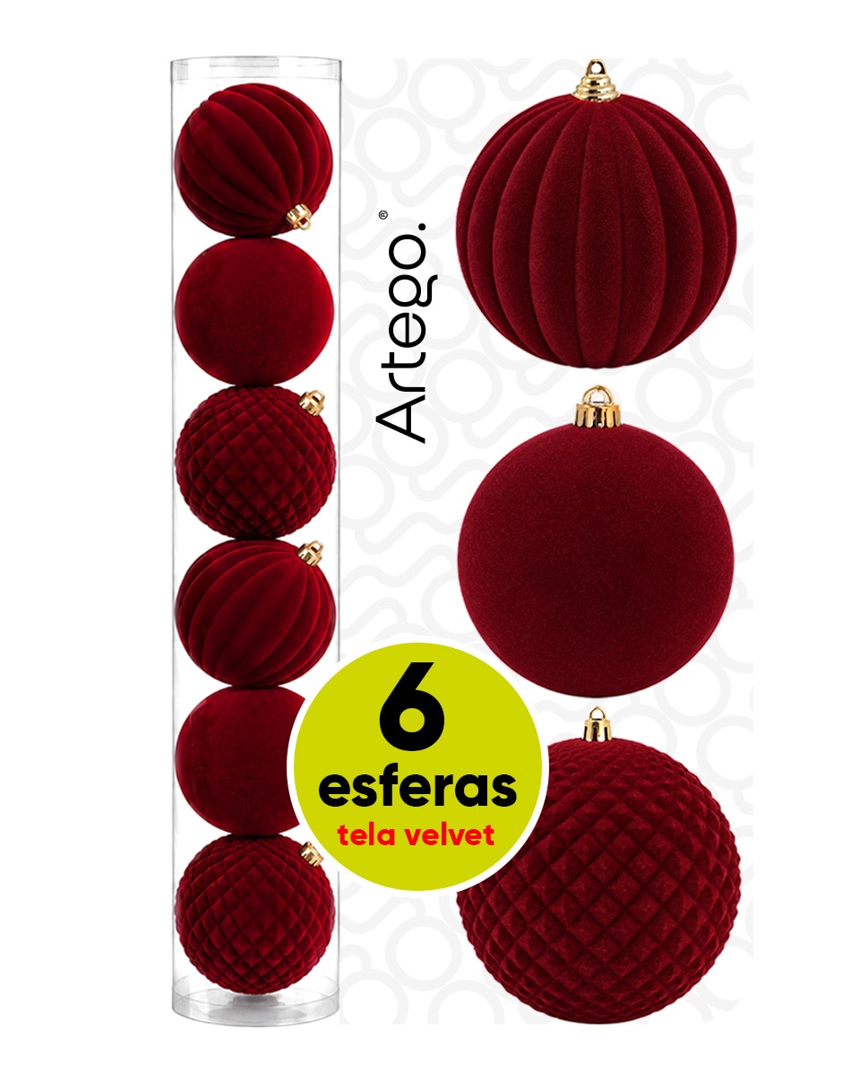 Esfera navideña extra grandes línea velvet versailles con 6 piezas Esfera navideña extra grandes línea velvet versailles con 6 piezas