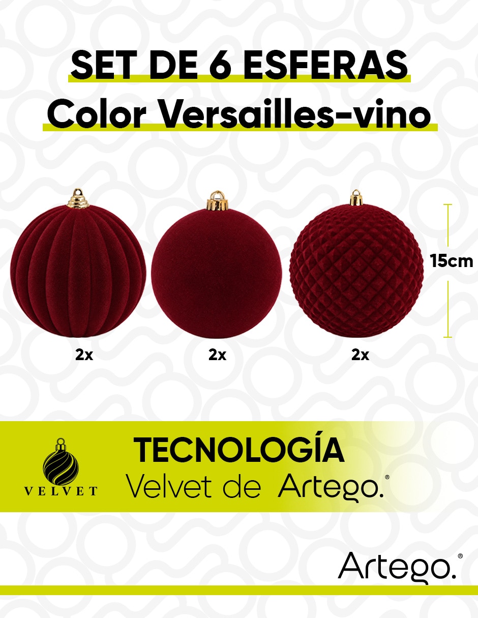 Esfera navideña extra grandes línea velvet versailles con 6 piezas 5