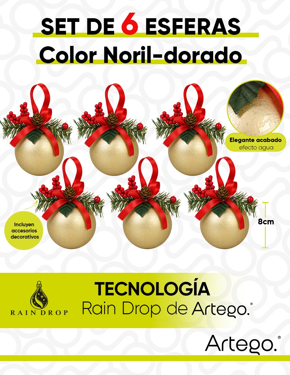 Esfera navideña línea raindrop noril con 6 piezas 6