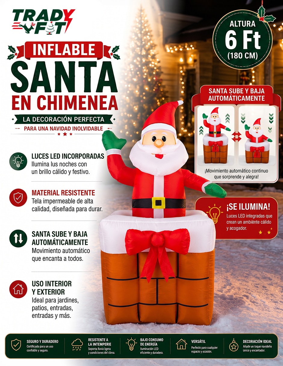 Inflable decorativo forma de santa claus 5