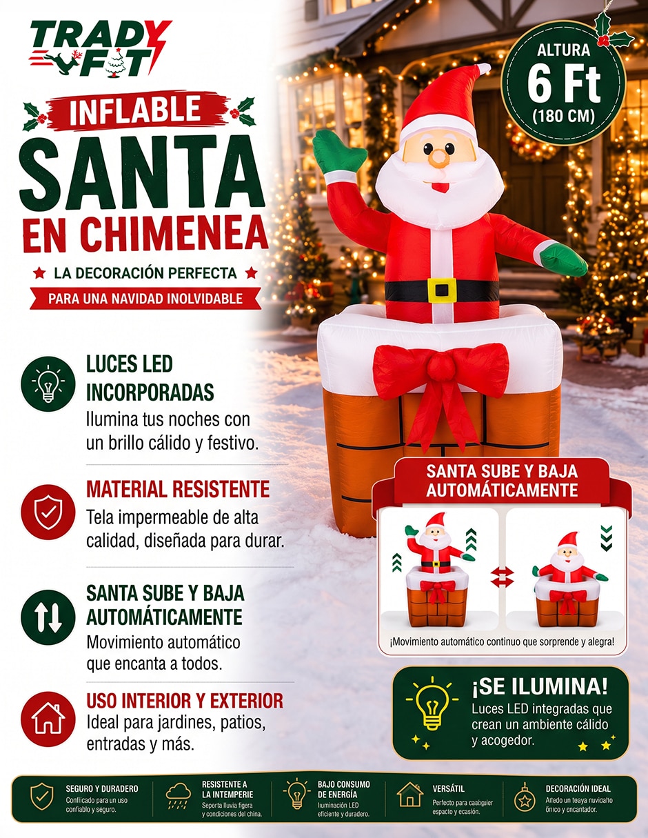 Inflable decorativo forma de santa claus 3