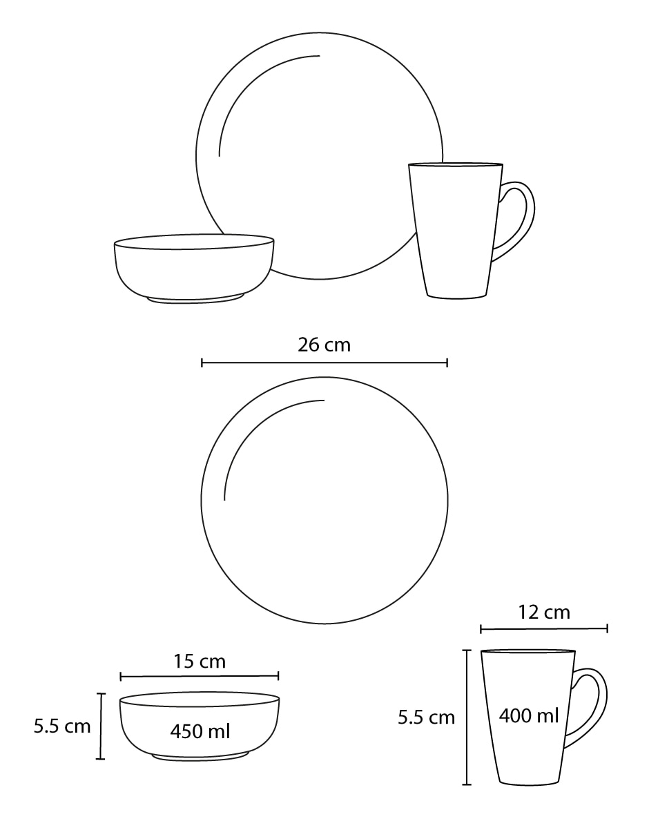 Vajilla cerrada Akari Flora de Porcelana para 4 personas